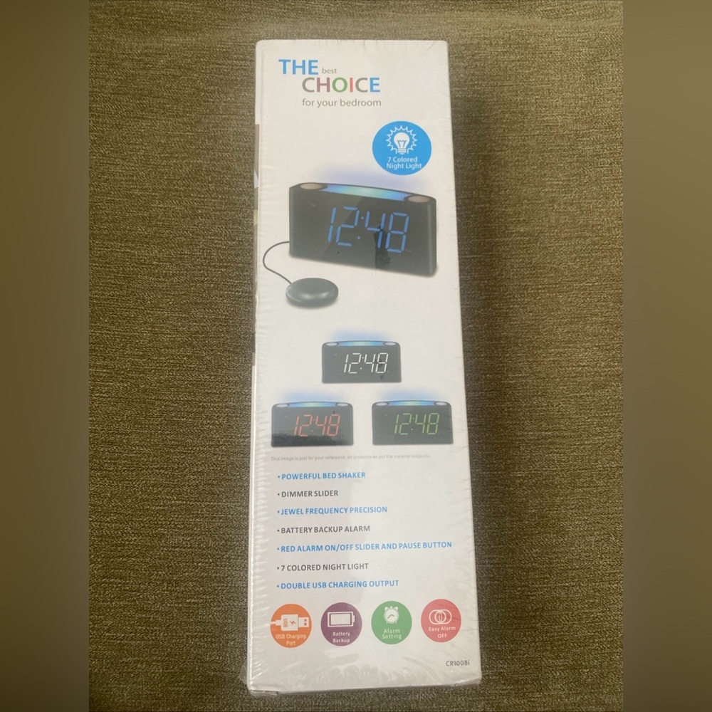 Digital Alarm Clock with Bed Shaker - Black